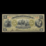 Canada, Bank of Ottawa (The), 5 dollars <br /> November 2, 1880