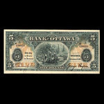 Canada, Bank of Ottawa (The), 5 dollars <br /> September 1, 1913