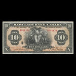 Canada, Barclays Bank, 10 dollars : September 3, 1929