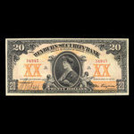 Canada, Weyburn Security Bank, 20 dollars : January 3, 1911