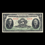 Canada, Imperial Bank of Canada, 5 dollars : January 3, 1939