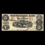 Canada, International Bank of Canada, 5 dollars <br /> September 15, 1858