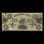 Canada, Molsons Bank, 1 piastre <br /> October 1, 1855