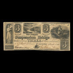 Canada, Niagara Suspension Bridge Bank, 3 dollars <br /> October 13, 1840