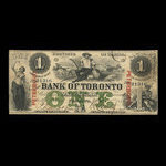 Canada, Bank of Toronto (The), 1 dollar : July 2, 1859