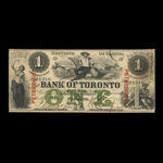 Canada, Bank of Toronto (The), 1 dollar <br /> July 2, 1859