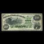 Canada, Imperial Bank of Canada, 20 dollars : November 1, 1876