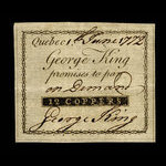 Canada, George King, 12 coppers <br /> June 1, 1772