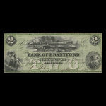 Canada, Bank of Brantford, 2 dollars : November 1, 1859