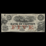 Canada, Bank of Clifton, 5 dollars : October 1, 1859