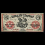 Canada, Bank of Clifton, 5 dollars <br /> September 1, 1861