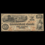 Canada, Colonial Bank of Canada, 10 dollars : April 4, 1859