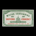 Canada, Town of Milton, 25 cents <br /> July 15, 1957