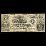 Canada, City Bank (Montreal), 4 dollars <br /> January 1, 1857