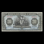 Canada, Barclays Bank, 20 dollars : September 3, 1929