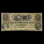 Canada, Eastern Townships Bank, 2 dollars : August 1, 1859