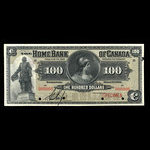 Canada, Home Bank of Canada, 100 dollars <br /> March 1, 1904