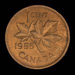 Canada, Elizabeth II, 1 cent <br /> 1955