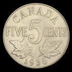 Canada, George V, 5 cents <br /> 1936
