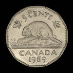 Canada, Elizabeth II, 5 cents <br /> 1959