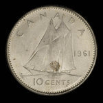 Canada, Elizabeth II, 10 cents <br /> 1961