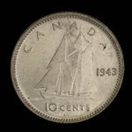 Canada, George VI, 10 cents <br /> 1943