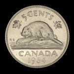 Canada, Elizabeth II, 5 cents <br /> 1964
