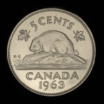 Canada, Elizabeth II, 5 cents <br /> 1963