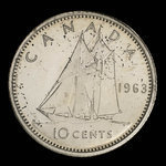 Canada, Elizabeth II, 10 cents <br /> 1963