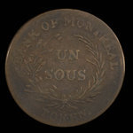 Canada, Bank of Montreal, 1 sou : 1838