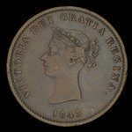 Canada, Province of New Brunswick, 1/2 penny <br /> 1843