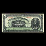 Canada, Molsons Bank, 5 dollars <br /> July 3, 1922