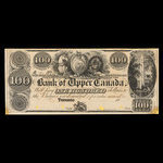 Canada, Bank of Upper Canada (York), 100 dollars : 1838