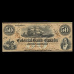 Canada, Colonial Bank of Canada, 50 dollars <br /> August 4, 1859