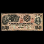 Canada, Colonial Bank of Canada, 2 dollars <br /> May 4, 1859