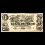 Canada, Exchange Bank of Toronto, 10 dollars <br /> May 1, 1855