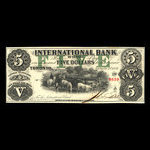 Canada, International Bank of Canada, 5 dollars <br /> September 15, 1858