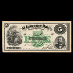 Canada, St. Lawrence Bank, 5 dollars <br /> December 2, 1872