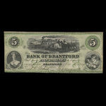Canada, Bank of Brantford, 5 dollars <br /> November 1, 1859