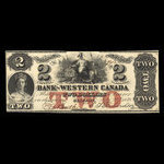 Canada, Bank of Western Canada, 2 dollars <br /> September 20, 1859