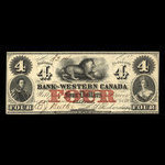 Canada, Bank of Western Canada, 4 dollars <br /> September 20, 1859