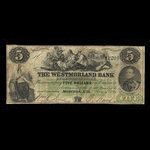 Canada, Westmorland Bank of New Brunswick, 5 dollars <br /> August 1, 1861
