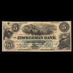 Canada, Zimmerman Bank, 5 dollars <br /> August 7, 1856