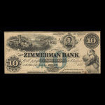 Canada, Zimmerman Bank, 10 dollars <br /> December 1856
