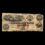 Canada, Zimmerman Bank, 10 dollars <br /> December 1856