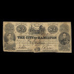 Canada, City of Hamilton, 2 dollars <br /> June 1, 1860
