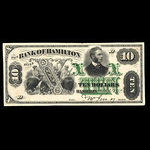 Canada, Bank of Hamilton, 10 dollars <br /> September 2, 1872