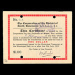 Canada, Corporation of the District of North Vancouver, 1 dollar <br /> July 31, 1913