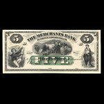Canada, Merchants Bank of Prince Edward Island, 5 dollars <br /> 1871