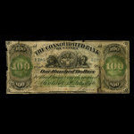 Canada, Consolidated Bank of Canada, 100 dollars <br /> July 1, 1876